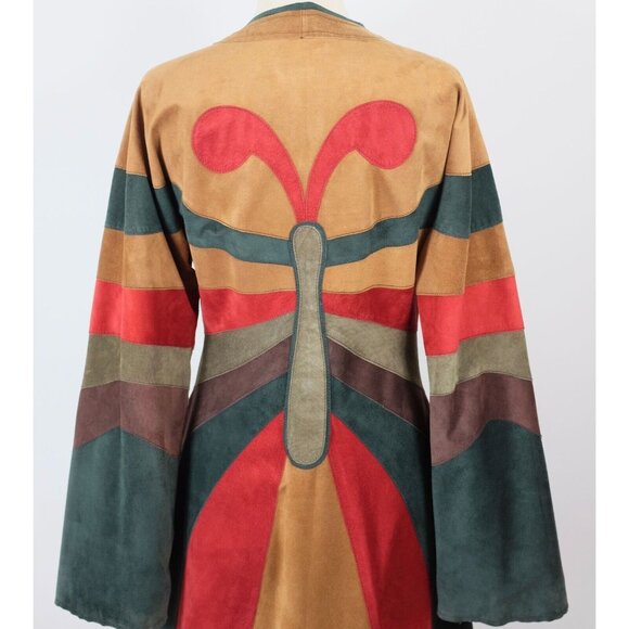 Vintage Y2K Dolce & Gabbana Suede Coat 46 US 10 Patchwork Butterfly - Picture 11 of 14